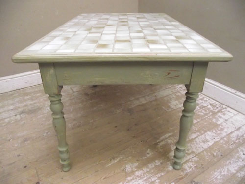 green tile top kitchen table